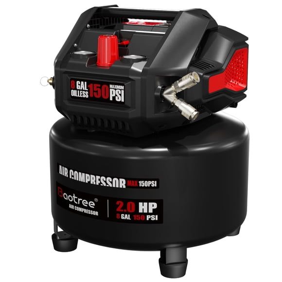 Compresor de aire portátil Baotree, motor Baotree de 8 galones, 150 PSI y 2 HP