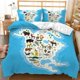 thumbnail image 1 of World Map Blue Quilt Duvet Cover Set Super Bedspread Home Textiles3-Piece Bedding Set, 1 of 5