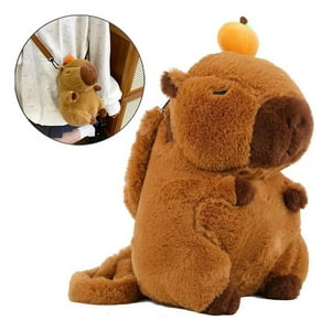 Genérica - Mochila Capibara Kawaii Bolso Felpa Carpincho Animal Marrón Felpa Suave. 32 Cm De Altura X 22 De Ancho