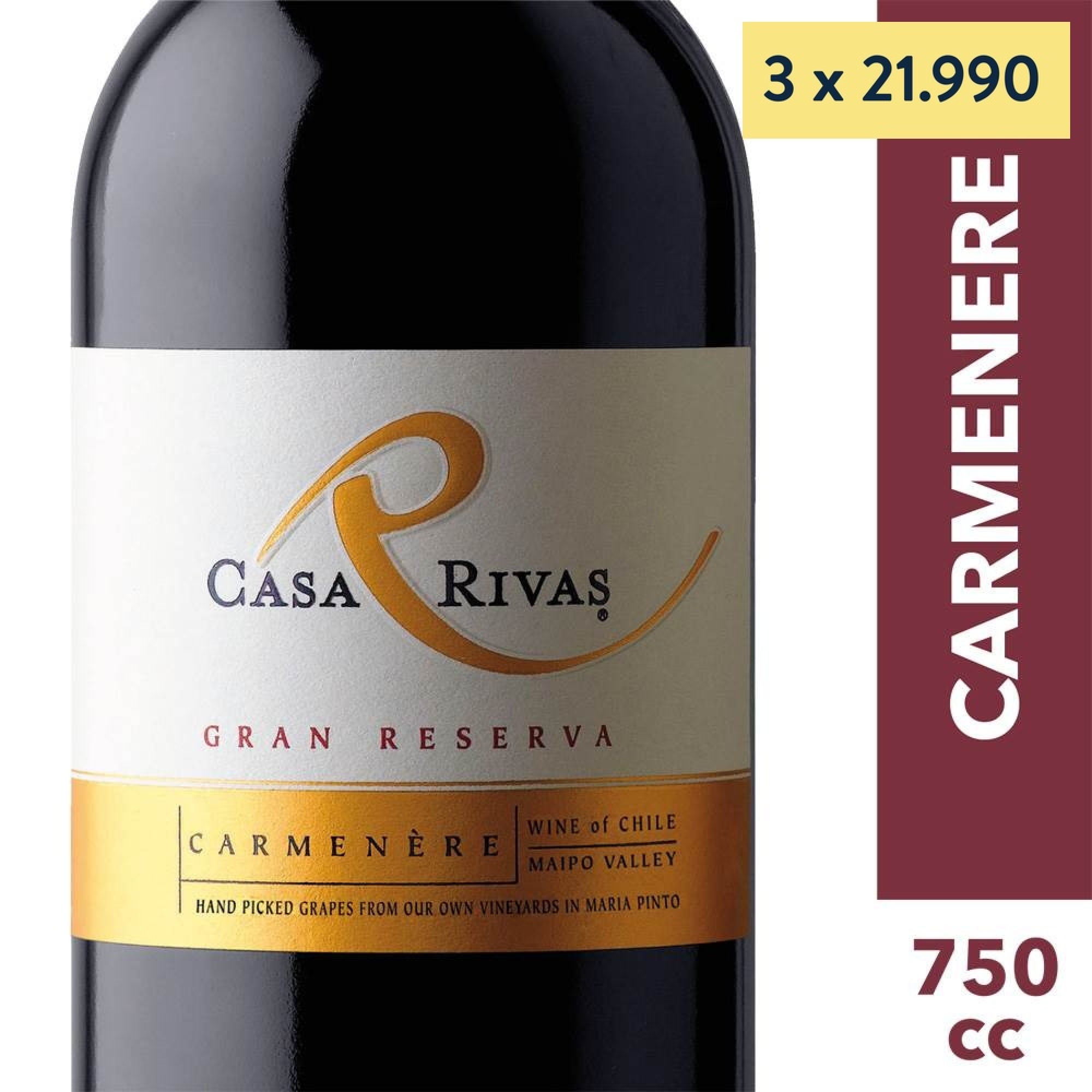 Vino Tinto Gran Reserva Carmenere Botella 750 cc Casa Rivas