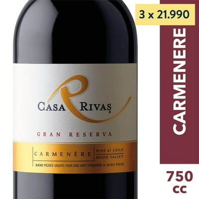 Vino Tinto Gran Reserva Carmenere Botella 750 Cc Casa Rivas