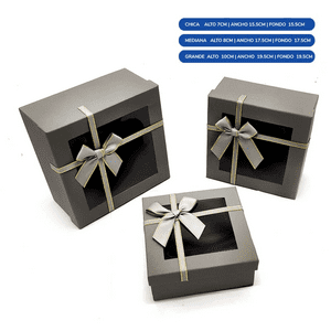 Genérico - Caja Cuadrada Triple Ventana Gris X1Uni