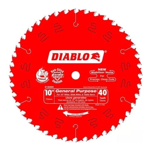 Disco Sierra Diablo 10 PuLG 40 Dientes Rojo