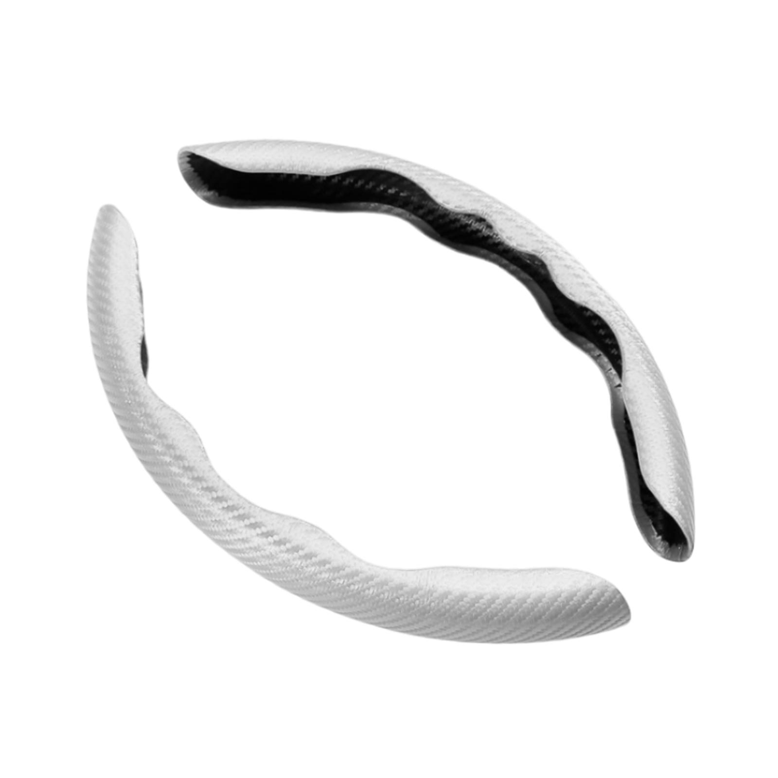 Magideal - Auto Cubierta Del Volante Del Automóvil Accesorio De Fibra De Carbono Envolturas Universales 15 Pulgadas A Prueba De Sudor Elástico Y Duradero Cómodo Blanco