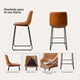 thumbnail image 3 of Pack 2 Sillas Piso Bar Taburetes Cocina Respaldo Metal Cuero Altas Burgos Caramelo, 3 of 8