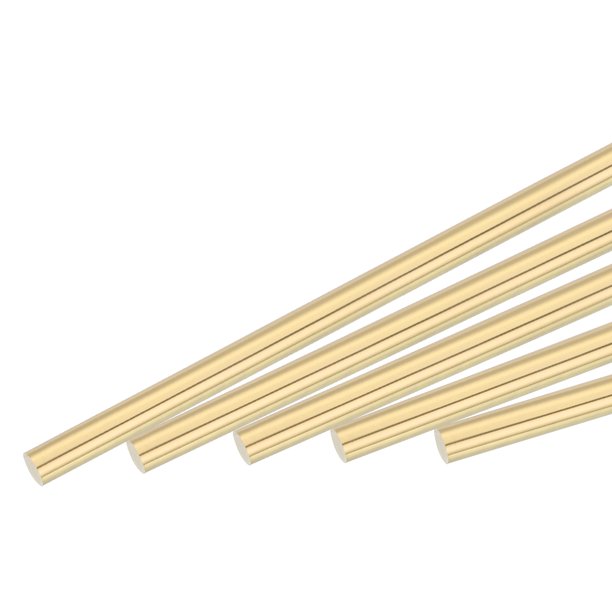Varilla de Latón Uxcell, Varilla Redonda Sólida de Latón 2.5mm/0.1 pulgadas de Diámetro 305mm de Longitud Barra de Torno para Modelo RC DIY Artesanía Paquete de 10