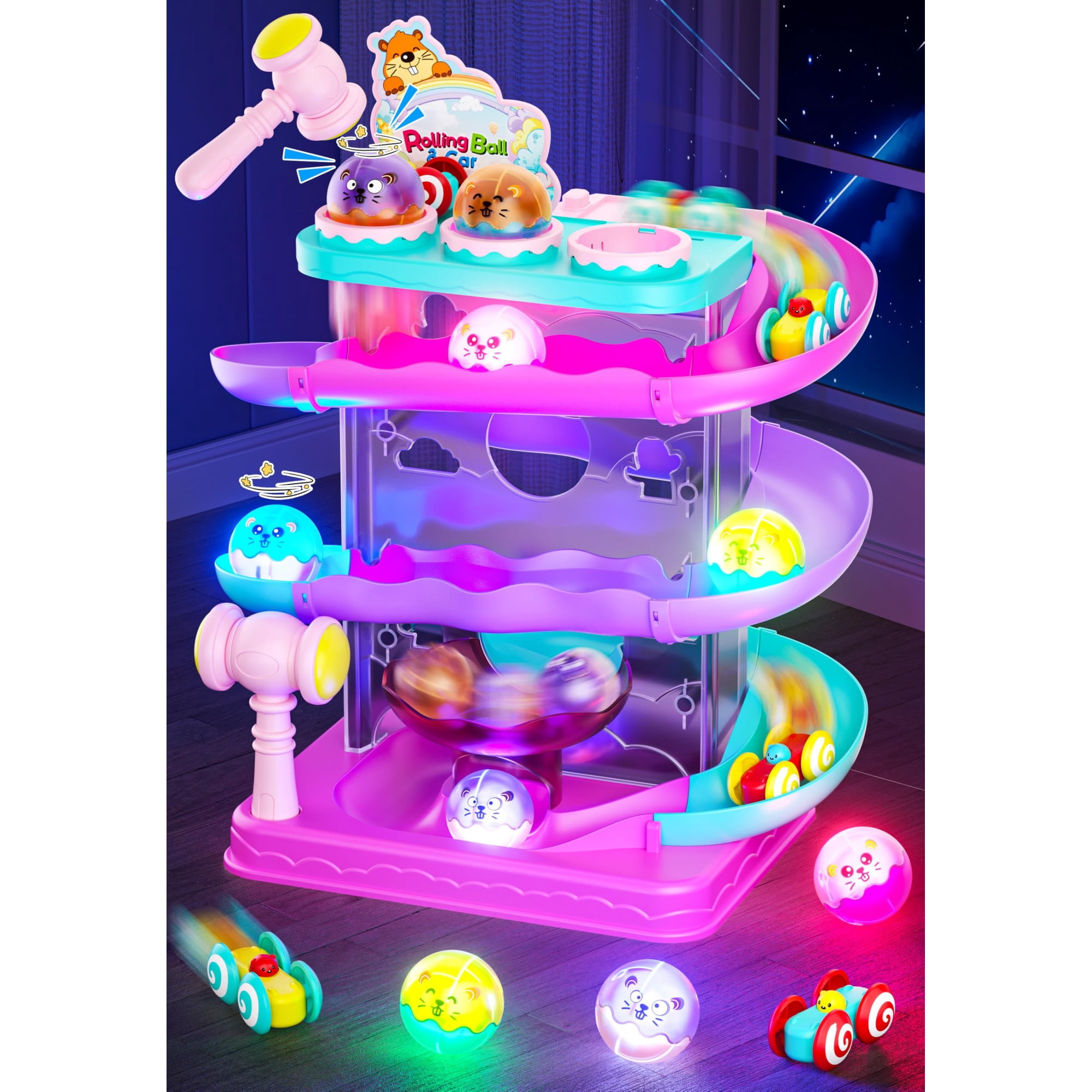 Juguete Para Pista De Carreras Rolling Ball & Car Ramp Stay Fun 2 En 1 2+