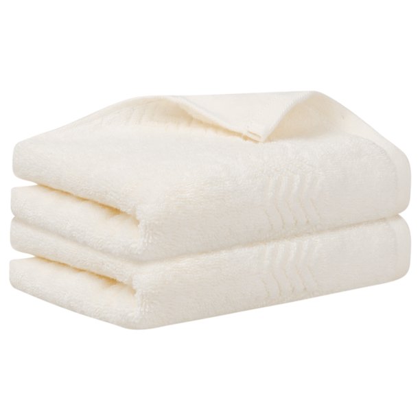 REGALWOVEN 2 Paquete de Toallas de Mano con Patrón de Textura de Olas, Toallas de Algodón Altamente Absorbentes para Hoteles, Spa Beige 13" x 30"