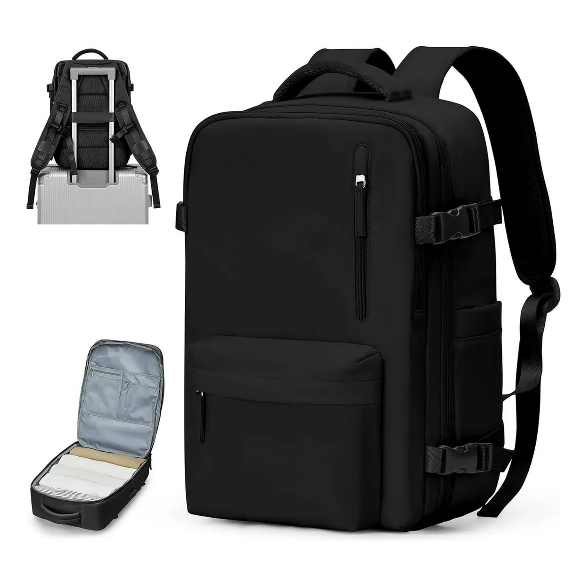 Genérica - Mochila De Viaje Cabina Avión Impermeable 40lt Zapatos Usb, Negro, Puede Separar Zonas Húmedas Y Secas, Con Compartimento Independiente Para Zapatos.