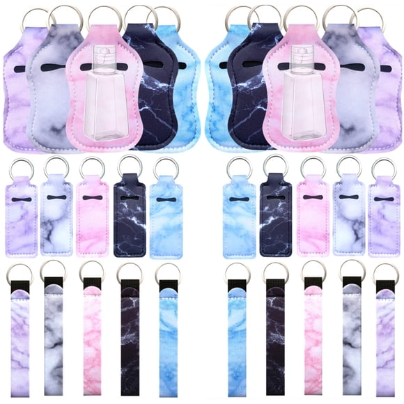 Set de llaveros para botellas de viaje PUEZOKLY con muñequera para bálsamo labial