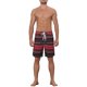 thumbnail image 2 of Pantalones Cortos de Tabla de Playa con Bloque de Color y Rayas Estampadas con Cordón para Hombre INSPIRE CHIC 32 Rojo, 2 of 5