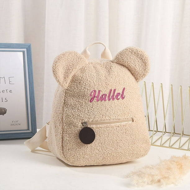 Personalized Embroidered Toddler Backpack Bag Lightweight Plush Bear Bag Kids Custom Name Backpack Gift for Boys Girls Ladies