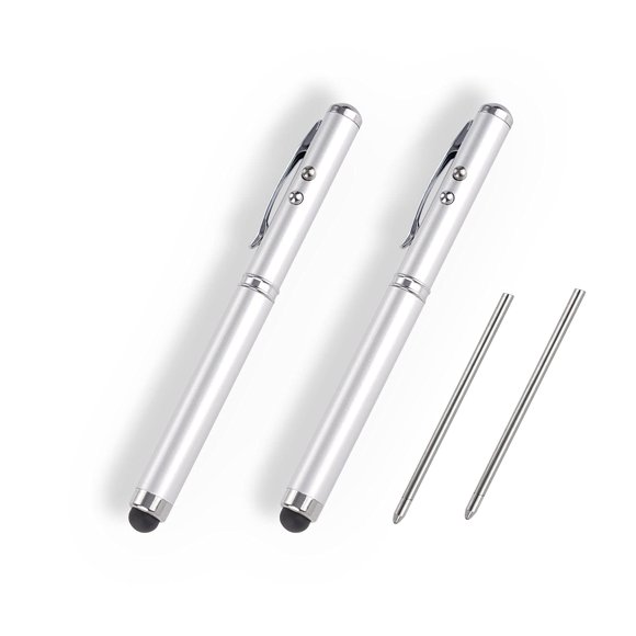 Bolígrafo Multifunción AIYIBEN de metal con stylus y linterna (2 plateados)