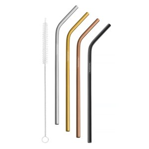 Juego De Sorbitos De Colores De Acero Inoxidable Con Cepillo 5 Piezas Tramontina