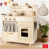 Anikids - Cocina De Madera Infantil Estilo Rústico Juguete Para Niños Beige