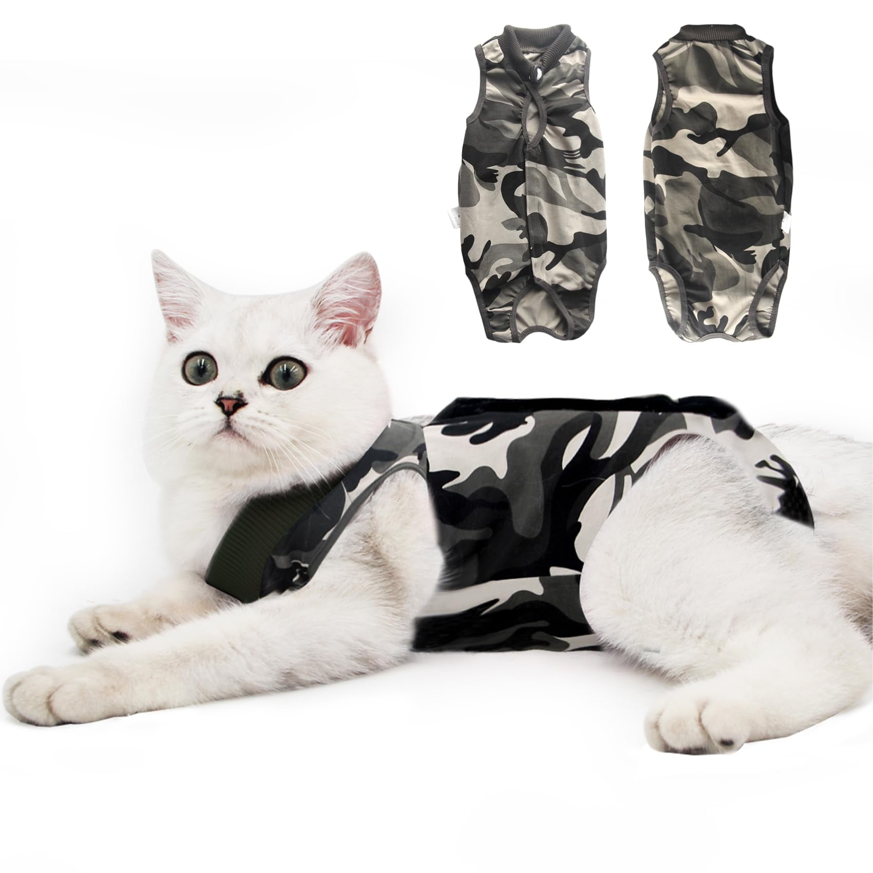 Traje De Recuperación Para Gatos Doton M Camuflaje Post Cirugía