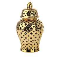 Magideal - Jarrón De Cerámica Para Jengibre, Tarro Decorativo Hueco Tallado De Estilo Chino, Florero De Cerámica Para , Jarrón Para El Hogar, Cocina, Boda, , 20Cmx36Cm