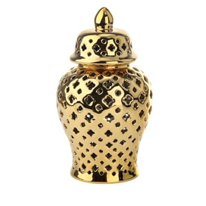 Magideal - Jarrón De Cerámica Para Jengibre, Tarro Decorativo Hueco Tallado De Estilo Chino, Florero De Cerámica Para , Jarrón Para El Hogar, Cocina, Boda, , 20Cmx36Cm