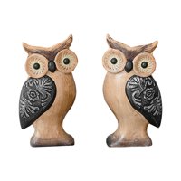 Bothyi - 2 Figuras De Madera Decorativas De Búho Para Dormitorio, Escritorio Y Armario.