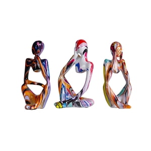 Bothyi - 3 Uds Estatuas De Pensador Abstracto Figuritas Artísticas Para Decoración Del Hogar De Mesa Colorida