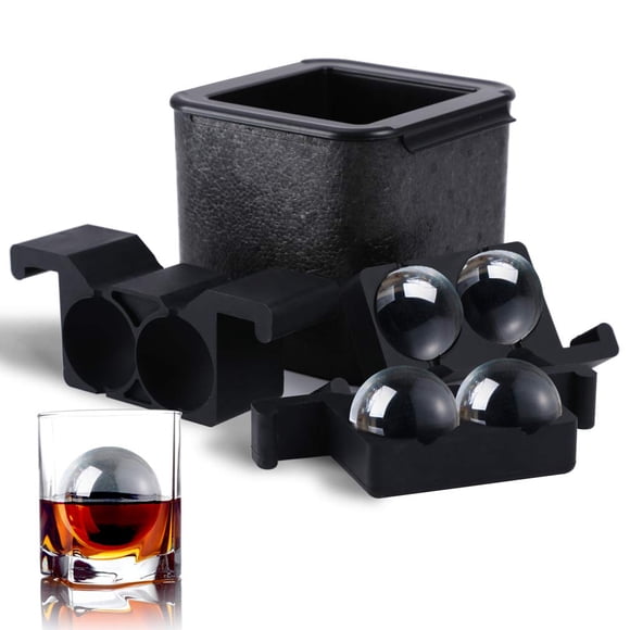 Máquina para hacer bolas de hielo TINANA Crystal Clear, 4 cavidades, 2,5 pulgadas, hielo redondo
