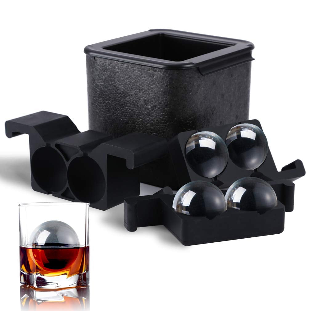 Máquina Para Hacer Bolas De Hielo Tinana Crystal Clear, 4 Cavidades, 2,5 Pulgadas, Hielo Redondo