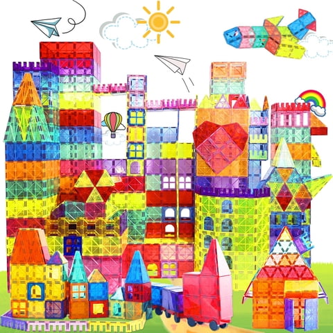 Baldosas Magnéticas Paaxido 130 Piezas Con 2 Coches Para Niños De 3 A 8 Años