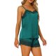 thumbnail image 4 of INSPIRE CHIC Conjunto de Pijama de Satén para Mujer de Regreso a Clases con Encaje, Camiseta de Tirantes y Pantalones Cortos para Dormir con Tirantes Ajustables, Ropa de Casa Sedosa M Verde Oscuro, 4 of 6