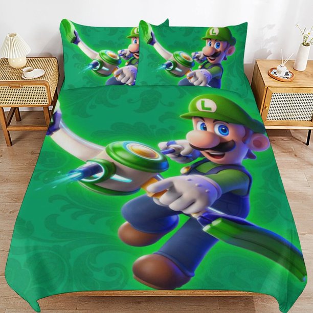 Luigi's Mansion Duvet Cover Set 3 Piece Bedding Set Double Sided Printing Decorative Comforter Cover Set
