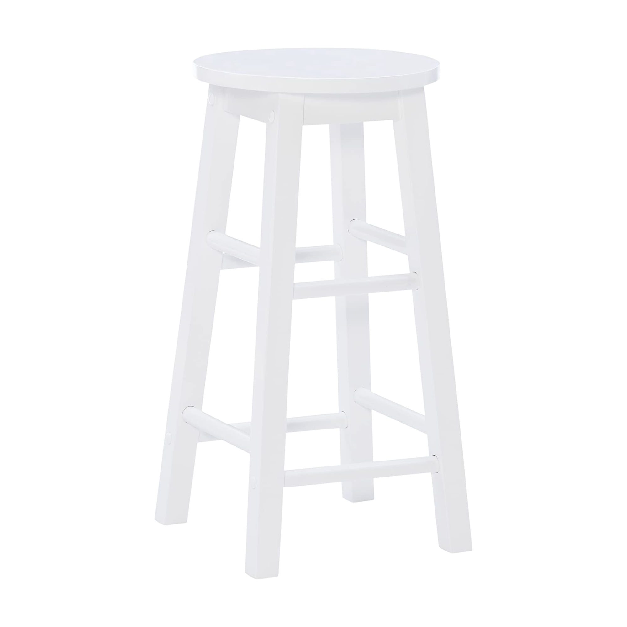Taburete Linon Zeke Blanco 24 Con Asiento Redondo