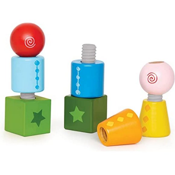 Set de aprendizaje Building Block Hape Twist and Turnables Wood