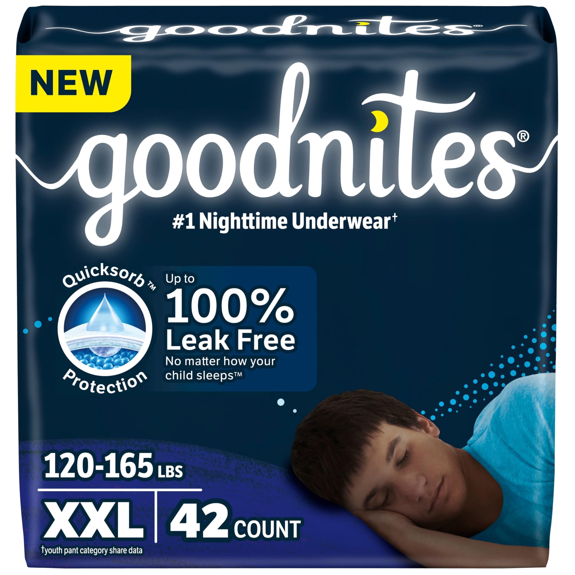Ropa Interior Nocturna Goodnites Para Niños, Talla Xxl, 120 — 165 Libras, 42 Unidades