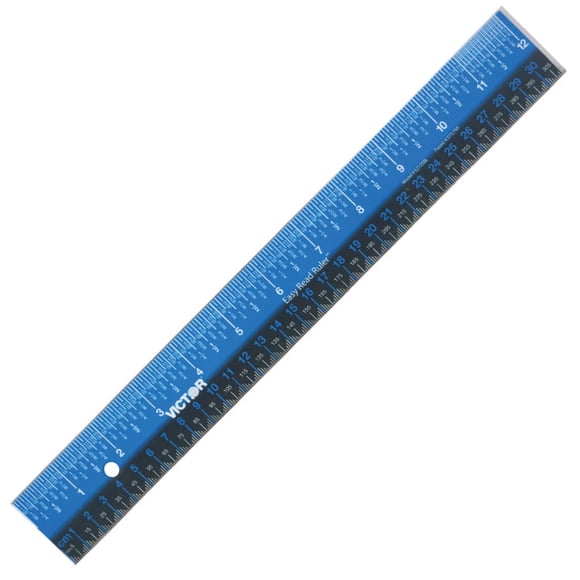 Regla Victor Easy Read de acero inoxidable de 30 cm, color azul