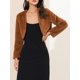thumbnail image 5 of Chaqueta de Piel para Mujer Chaqueta de Novia Recortada Vestido Bolero Peludo Abierto Formal Imitación de Piel Chaqueta de Noche Marrón L, 5 of 7
