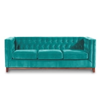 Latam Home - Sofá Roma 3C Tela Velvet Turquesa