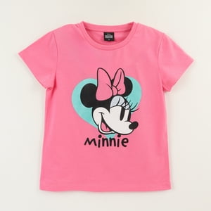 Polera Manga Corta Niña Rosado Minnie Mouse Disney