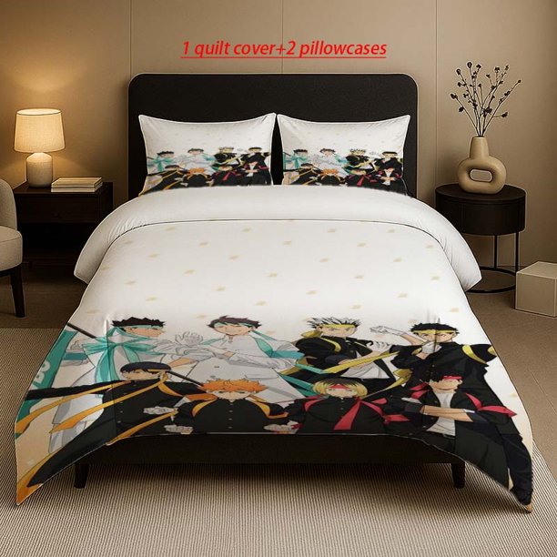 Ushio High School Volleyball Team Group Portrait Pattern Bedding Set Soft and Comfortable Bedding Set Suitable for All Seasons