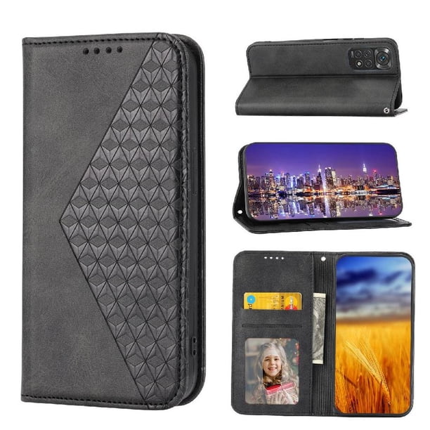 Funda Flip FOXDOCK para Xiaomi Redmi Note 11 Pro 4G , Estilo Billetera con Diseño Rombo, Correa de Mano y Soporte, Uso Diario