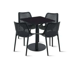 Klik Muebles - Mesa Restaurant 70X70 Tubo Metal Cubierta Mdf + 4 Sillas Air Berlín - Negra