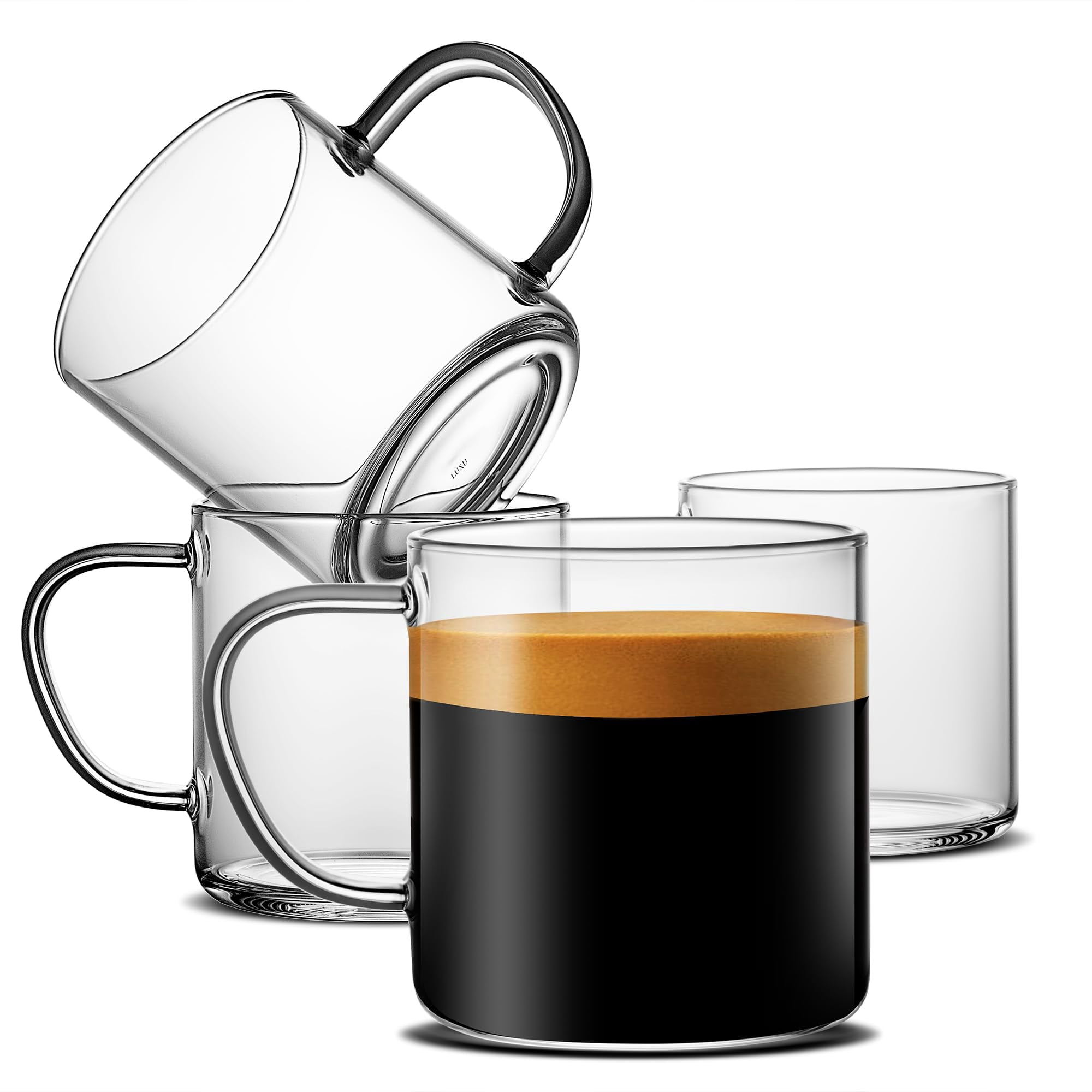 Juego De Tazas De Café Luxu Simple Glass, 420 Ml (14 Oz), Transparente X4