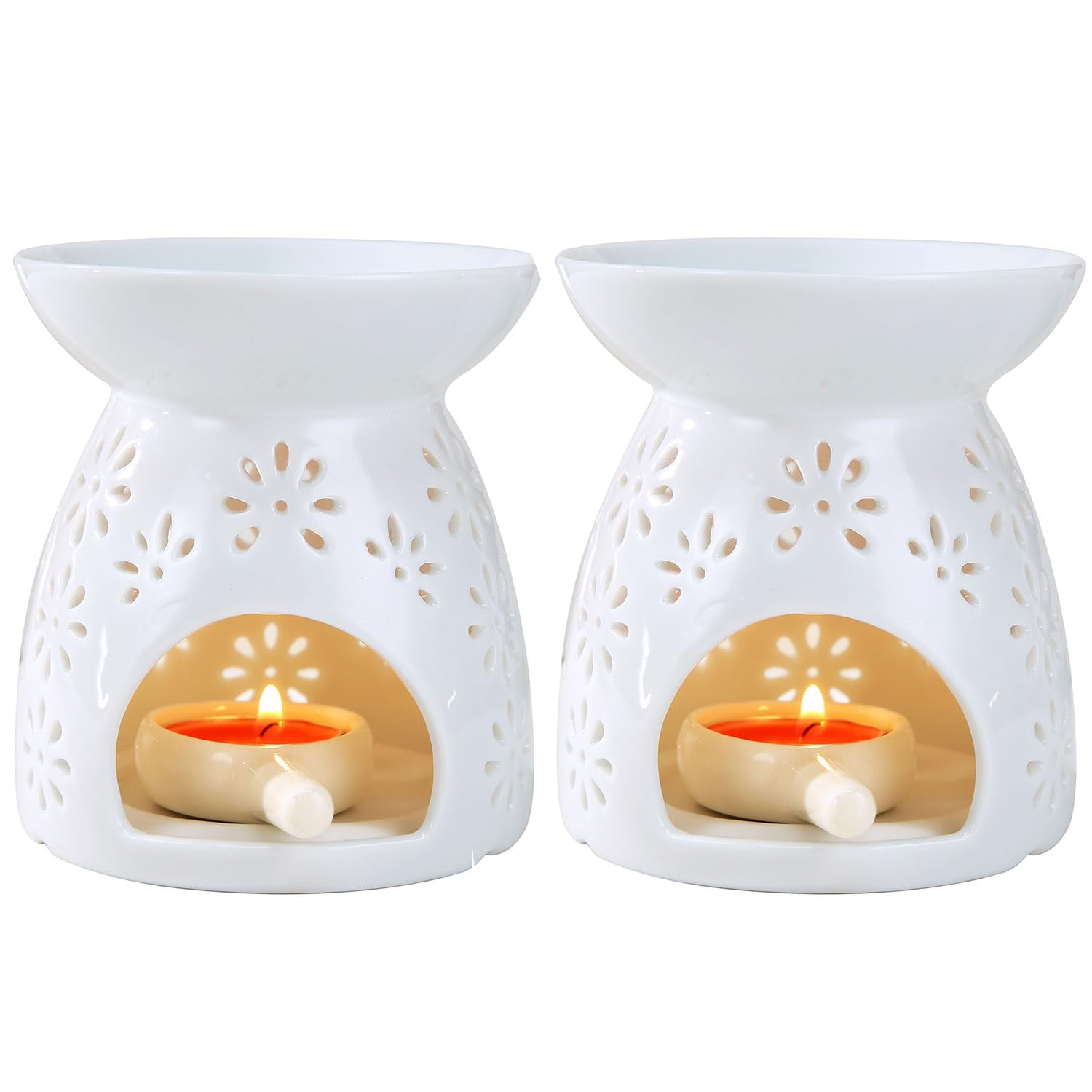 Xusx111 - Soporte De Vela De Luz De Té De Cerámica Set De 2, Quemador De Aceite Esencial Quemador De Cera, Difusor De Aroma De Incienso, Decoración Del Hogar