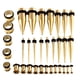 thumbnail image 1 of Kit de estiramiento de calibres de 36 piezas. Tapones cónicos 14g-00g expansores oro, 1 of 3