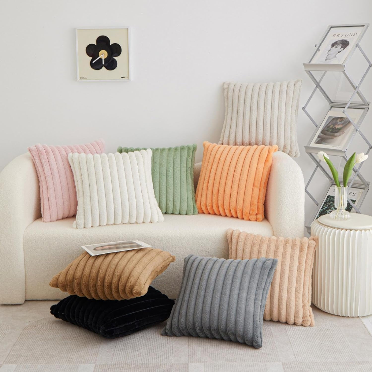 Xmhytop 1 Almohadas Rellenas Lana Corta, Felpa Suave Y Gruesa, Decorativas Para Sofá & Dormitorio, Tamaño Cuadrado 45x45 Cm, Color Taupe Verde