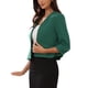 thumbnail image 4 of INSPIRE CHIC Elegante Blazer Corto para Mujeres Regreso a Clases Atuendo de Maestra Abierto al Frente Sin Cuello Manga 3/4 Chaqueta de Traje de Negocios Peplum S Verde Oscuro, 4 of 6