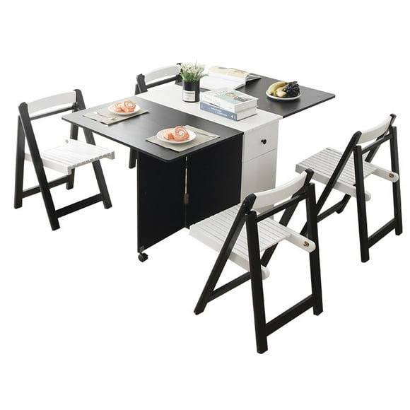 Comedor Plegable Multiuso + 4 sillas plegables madera