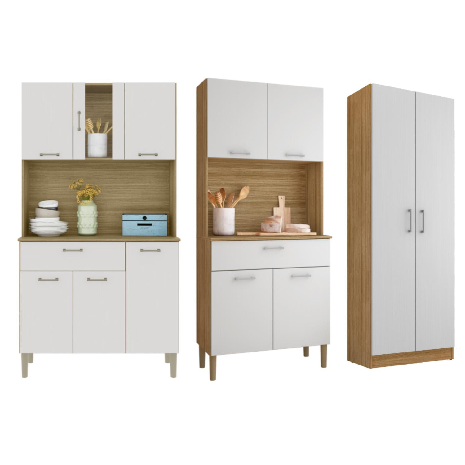 Movelaria - Combo Cocina Kris + Kyra 6 Puertas + Alacena Off White K040620 Blanco