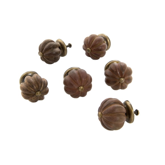 Pomo esférico de madera Dritz Home 47067A Med Brown (6 piezas)