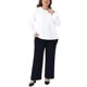 thumbnail image 2 of Agnes Orinda Conjuntos de Halloween Blusas de Talla Grande para Mujeres Cuello Redondo Plisado Trabajo Oficina Mangas Largas Camisas 4X Blanco, 2 of 5