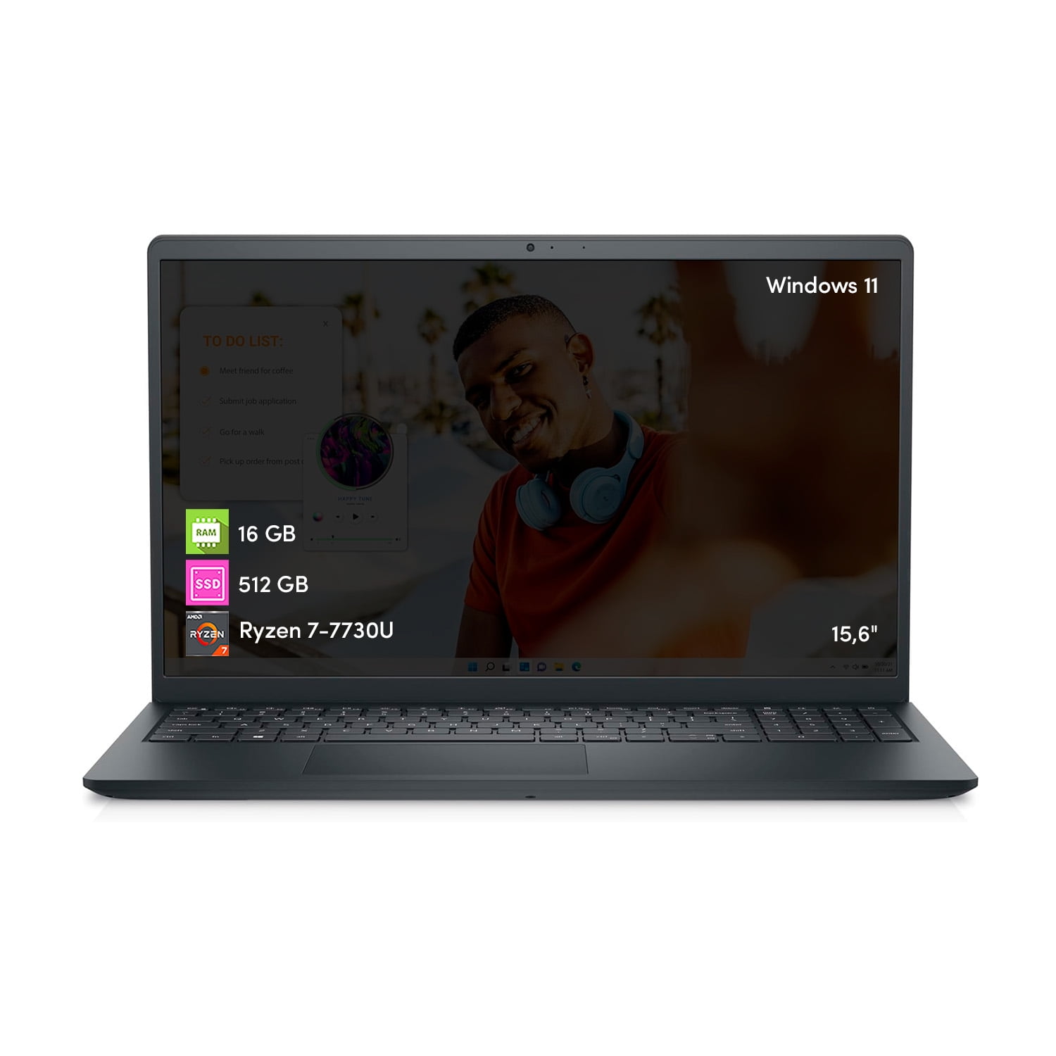 Dell - Notebook Inspiron Ryzen 7 16gb 512gb Ssd 15 6 Fhd Táctil Win11 Reacondicionado