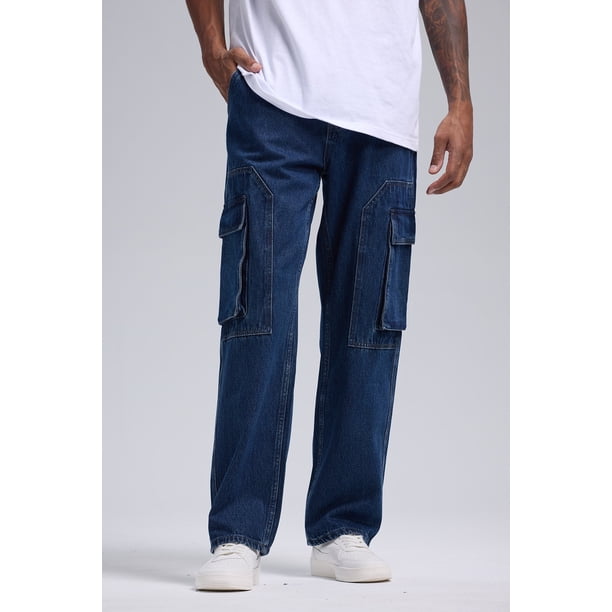 Jeans Hombre Doble Cargo Azul Retro